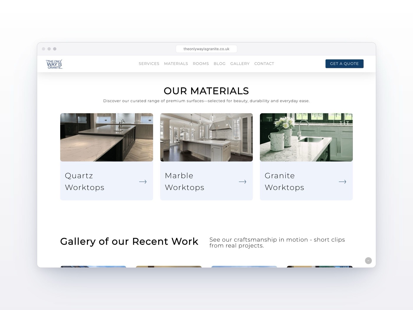 The Only Way Is Granite materials library in a browser window